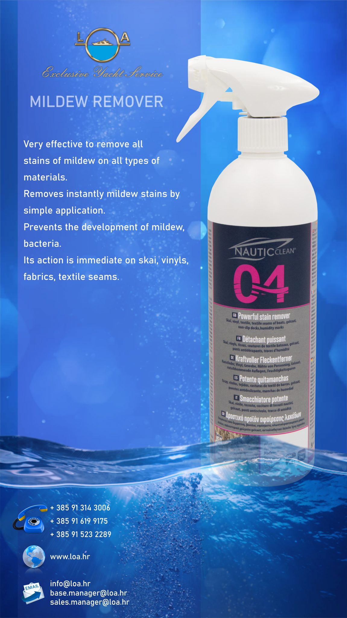 NAUTICCLEAN 04 – Nettoyant Nautique Polyvalent, Entretien Bateau, Protection Anti-UV, Détachant Coque Et Pont, Prêt à L’Emploi