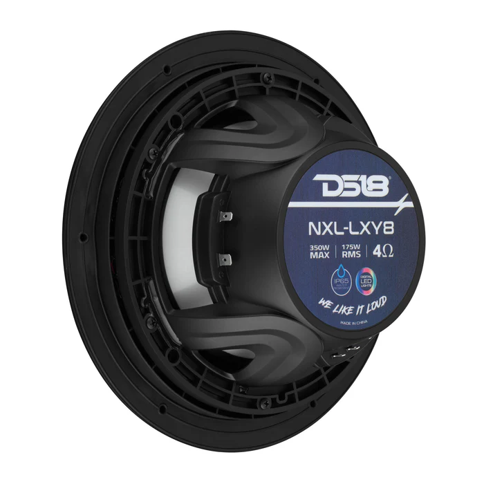 NXL-LXY8 Luxury 8” 2-Way Marine Coaxial Speaker with Digital LED Lights and Flush Magnetic Mount Grille | 175W RMS 4-Ohm - Image 6
