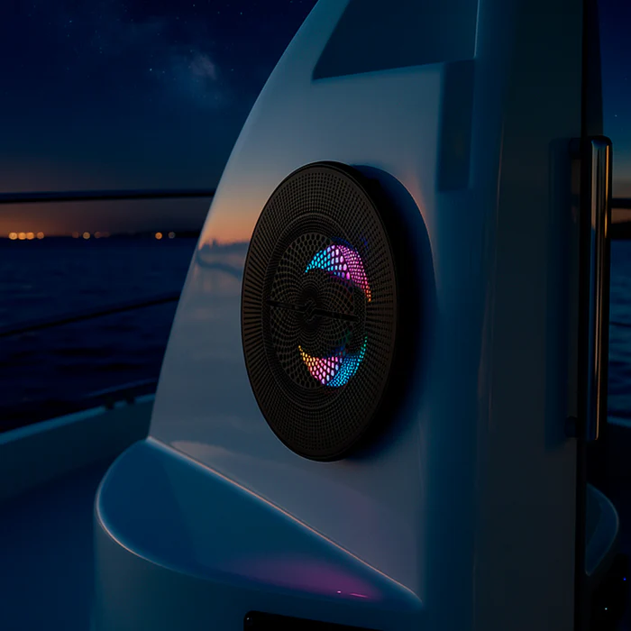 NXL-LXY8 Luxury 8” 2-Way Marine Coaxial Speaker with Digital LED Lights and Flush Magnetic Mount Grille | 175W RMS 4-Ohm - Image 8